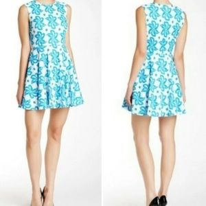 Diane Von Furstenberg Jeannie White Blue Floral Print Sleeveless Dress, …
